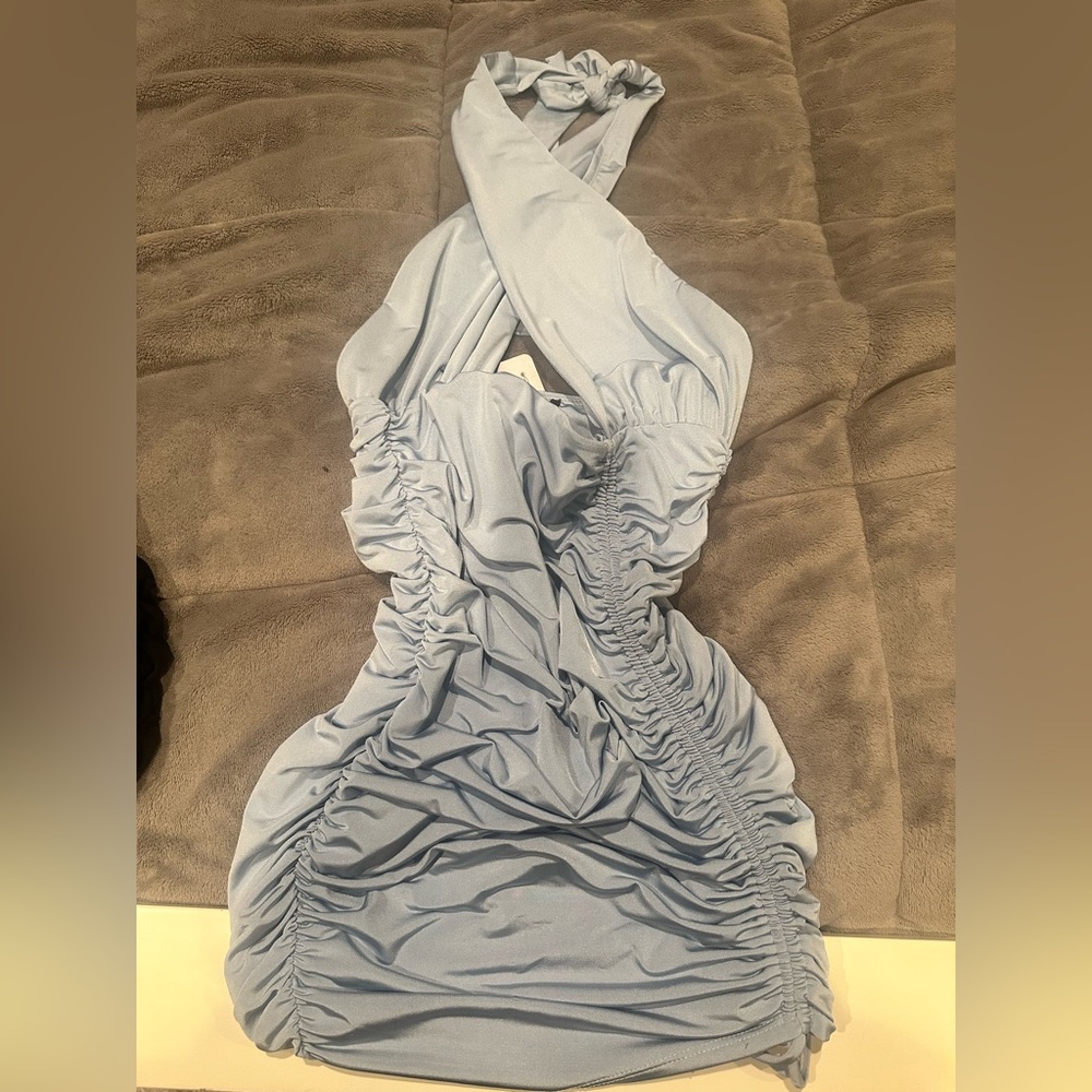 Blue cross front dress